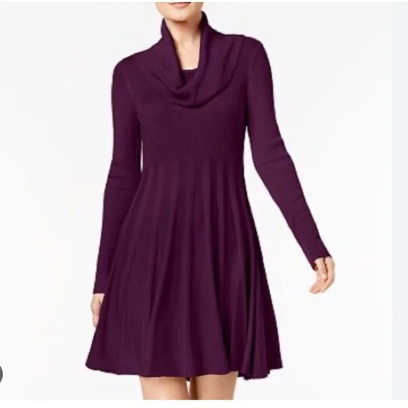 calvin klein purple sweater dress CALVIN KLEIN TURTLENECK SWEATER DRESS